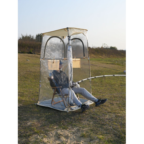 冬季戶外釣魚帳篷防風雨保暖防寒可攜式透明全景曬太陽PVC四面帳