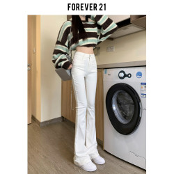 韓國白色微喇叭牛仔褲女修身彈力2026春秋加絨高腰顯瘦濶腿馬蹄褲