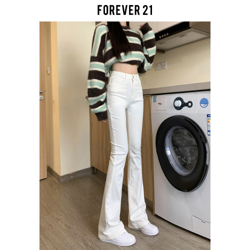 韓國白色微喇叭牛仔褲女修身彈力2026春秋加絨高腰顯瘦濶腿馬蹄褲