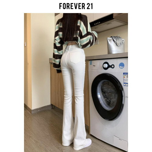 韓國白色微喇叭牛仔褲女修身彈力2026春秋加絨高腰顯瘦濶腿馬蹄褲
