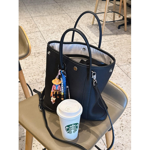 黑色真皮大容量托特包包女2026新款高級感通勤手提單肩斜背花園包