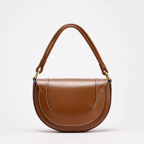 Z 家女包2026新款冬季撞色緝線飾手提包時尚單肩斜後後背包繙蓋硬質包