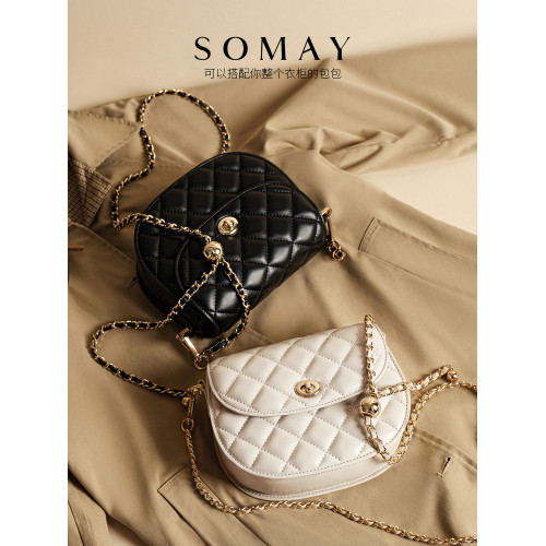 鏈條包包女士2026新款夏季百搭單肩斜後後背包女款小衆通勤馬鞍女包小