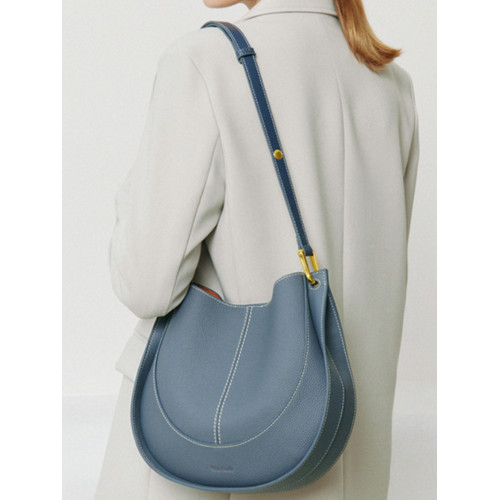 新款2025頭層牛皮斜後後背包小衆輕奢女包設計單肩馬鞍包包時尚女包