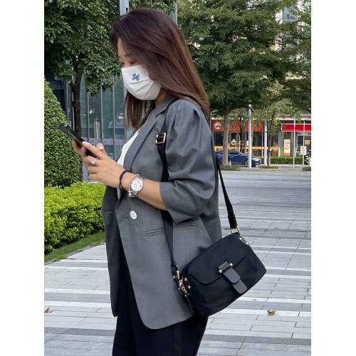 輕奢新品包包尼龍斜後後背包休閒百搭時尚小方包帆布女包輕便防水粵寶