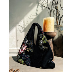 新中式亮片絲絨手提包女士2026年春季新款復古釘珠刺綉百搭手拎包