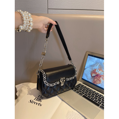 輕奢小香風菱格鏈條腋下包包女2025新款時尚百搭單肩斜後後背包手提包