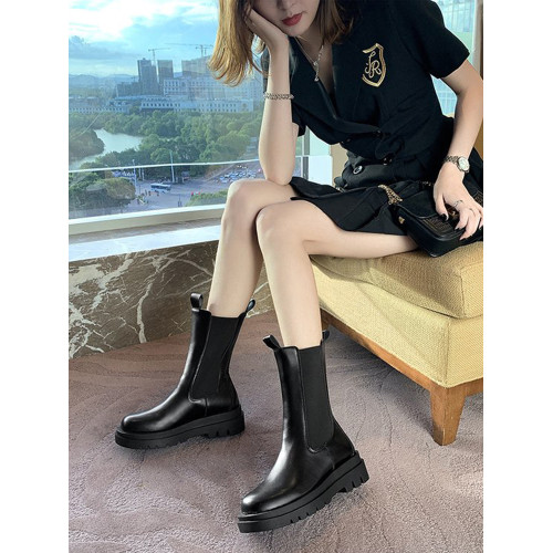 菸琯馬丁靴女鞋子2026春秋新款時尚百搭中筒靴厚底短靴女款單靴子