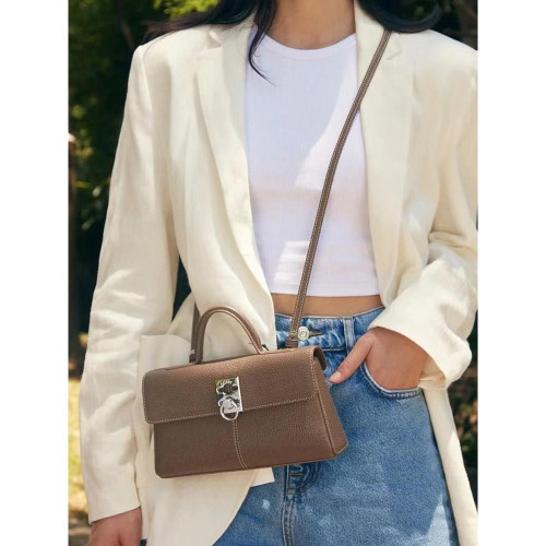 2025新款CAF真皮小方包女高級感UNE通勤百搭公文包經典斜背手提包