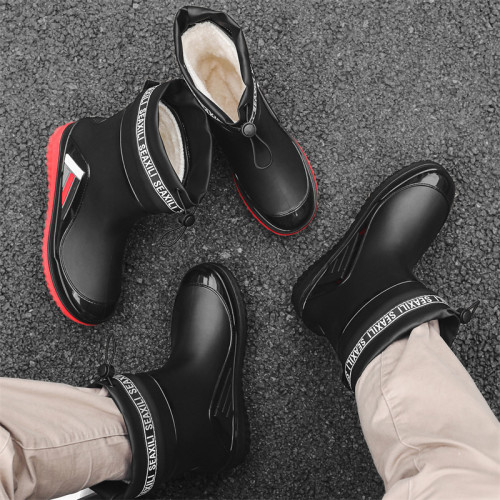 新款男女士中筒水鞋休閒加厚防滑束口保暖雨鞋釣魚廚房洗車男膠鞋