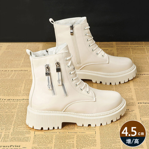 品牌撤櫃全牛皮真皮厚底馬丁靴女秋冬新款透氣英倫風靴子網紅短靴