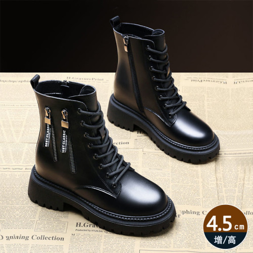 品牌撤櫃全牛皮真皮厚底馬丁靴女秋冬新款透氣英倫風靴子網紅短靴