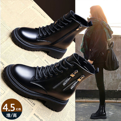 品牌撤櫃全牛皮真皮厚底馬丁靴女秋冬新款透氣英倫風靴子網紅短靴