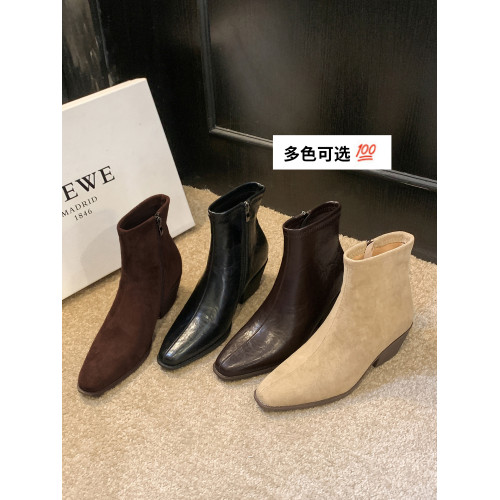 9cm內增高真皮尖頭短靴女小個子法式瘦瘦靴小衆切爾西休閒加絨靴