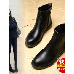 品牌真皮馬丁靴女英倫風2026年春秋單靴平跟加絨切爾西短靴女