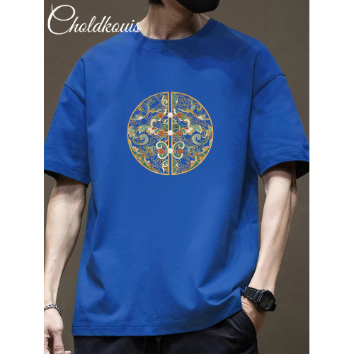 美式國潮印花短袖T恤男士夏季新款重磅純棉休閒寬鬆圓領半袖上衣 美式國潮印花短袖T恤男士夏季新款重磅純棉休閒寬鬆圓領半袖上衣