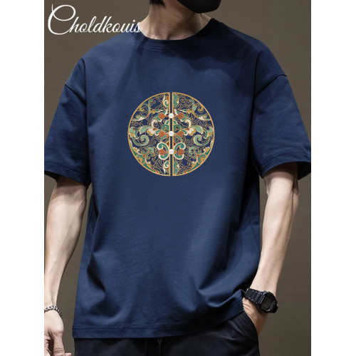 美式國潮印花短袖T恤男士夏季新款重磅純棉休閒寬鬆圓領半袖上衣 美式國潮印花短袖T恤男士夏季新款重磅純棉休閒寬鬆圓領半袖上衣