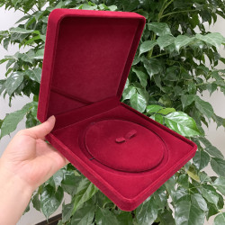 絨布珍珠項鍊盒子項鍊耳環手鏈套裝盒兩件套三件套包裝盒禮盒