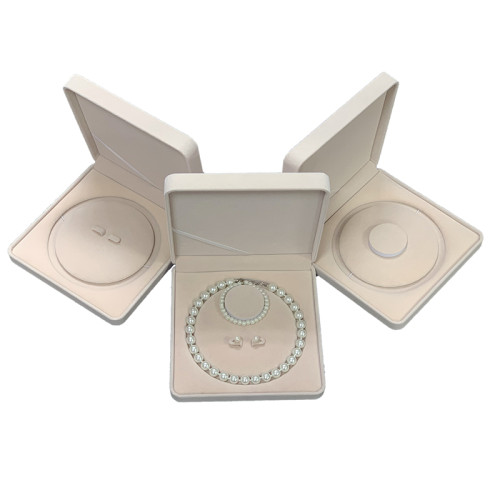 絨布珍珠項鍊盒子項鍊耳環手鏈套裝盒兩件套三件套包裝盒禮盒