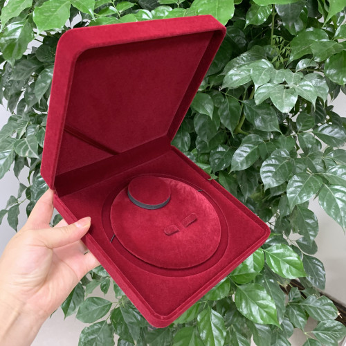 絨布珍珠項鍊盒子項鍊耳環手鏈套裝盒兩件套三件套包裝盒禮盒