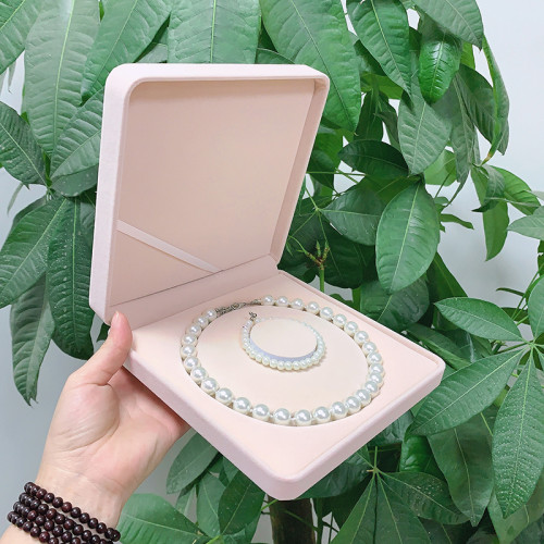絨布珍珠項鍊盒子項鍊耳環手鏈套裝盒兩件套三件套包裝盒禮盒