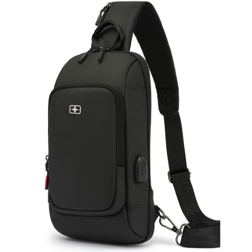 瑞士軍士刀單肩包男斜後後背包男士後後背包男包防水胸包大容量休閒牛津布