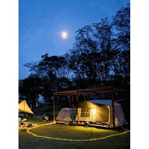 戶外星河露營卷尺燈野營氛圍防水可攜式收納串燈營地照明led帳篷燈