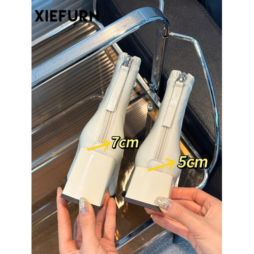 鞋夫人短靴女2025秋冬新款方頭馬丁靴小個子法式粗跟瘦瘦靴