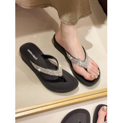 人字拖女2025新款增高海邊沙灘時尚百搭夏季外穿舒適防滑厚底雨鞋