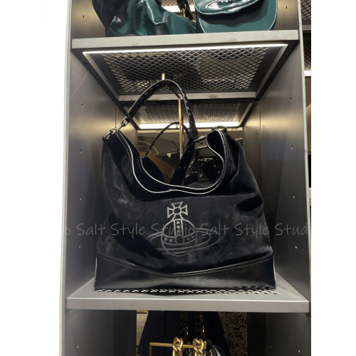 Salt Style土星手提單肩腋下麂皮格紋西太後中古托特包保齡球包女