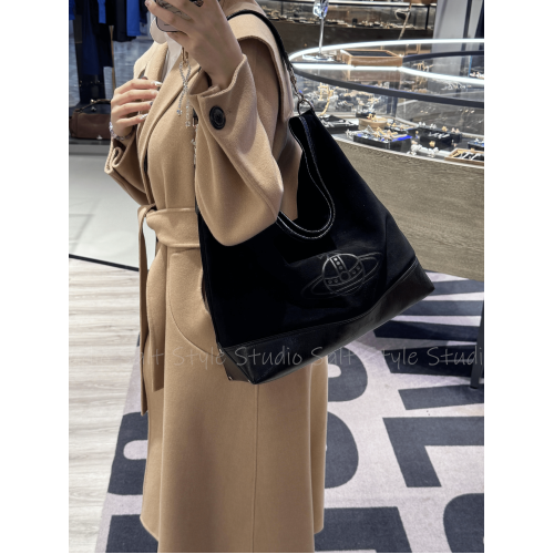 Salt Style土星手提單肩腋下麂皮格紋西太後中古托特包保齡球包女