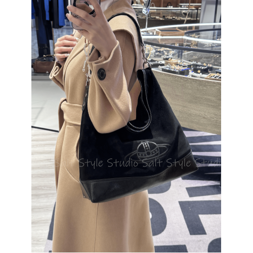 Salt Style土星手提單肩腋下麂皮格紋西太後中古托特包保齡球包女