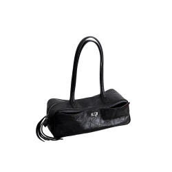 黑色真皮大容量托特包包女式2026新款高級感通勤單肩腋下波士頓包