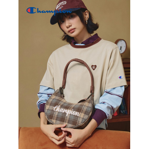 Champion冠軍官方月牙包女腋下包純色刺綉字母單肩斜背背式兩用包