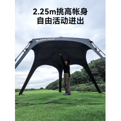 BLACKDOG黑狗星穹五邊形速開天幕黑膠卡釦版戶外露營野餐遮陽防雨