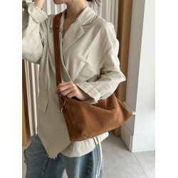 松弛感磨砂牛皮單肩腋下包2025新款休閒托特大包大容量通勤斜後後背包