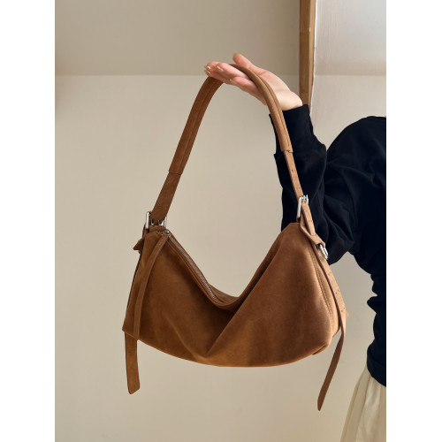 松弛感磨砂牛皮單肩腋下包2025新款休閒托特大包大容量通勤斜後後背包