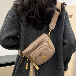 時尚胸前包小包包女包新款2025潮休閒百搭單肩包胸包軟多用斜後後背包