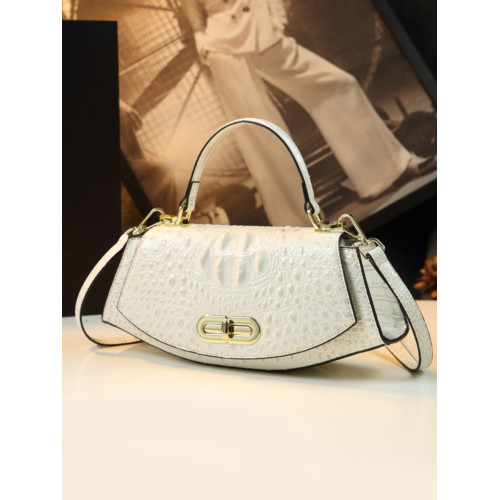 小包包金元寶單肩斜後後背包2025新款中年媽媽包真皮女包鱷魚紋手提包