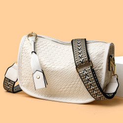 女包2025新款時尚百搭單肩斜後後背包包女高級感小衆編織大容量馬鞍包