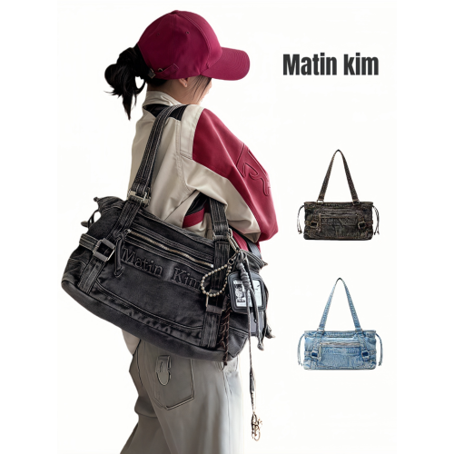 李松河同款韓國Matin kim腋下包牛仔托特包復古水洗單肩手提包 李松河同款韓國Matin kim腋下包牛仔托特包復古水洗單肩手提包