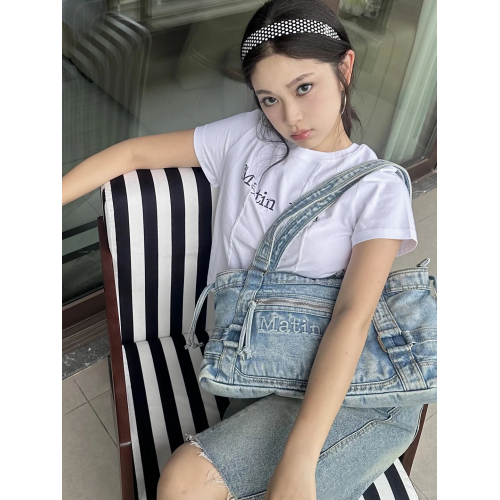 李松河同款韓國Matin kim腋下包牛仔托特包復古水洗單肩手提包 李松河同款韓國Matin kim腋下包牛仔托特包復古水洗單肩手提包