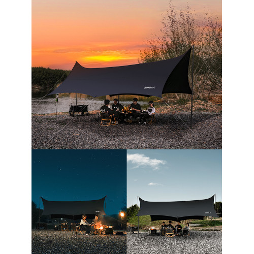 原始人黑化黑膠天幕帳篷戶外露營裝備野營遮陽棚野餐防曬八角蝶形 原始人黑化黑膠天幕帳篷戶外露營裝備野營遮陽棚野餐防曬八角蝶形