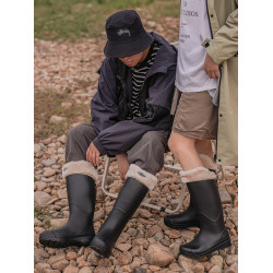 高筒雨鞋女日系防滑防水情侶雨靴男長筒洗車工作耐磨膠鞋釣魚水鞋