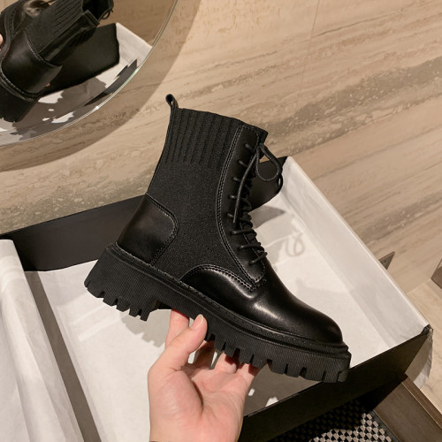 厚底馬丁靴女春秋單靴2025年新款內增高加絨瘦瘦靴真皮英倫風短靴 厚底馬丁靴女春秋單靴2025年新款內增高加絨瘦瘦靴真皮英倫風短靴