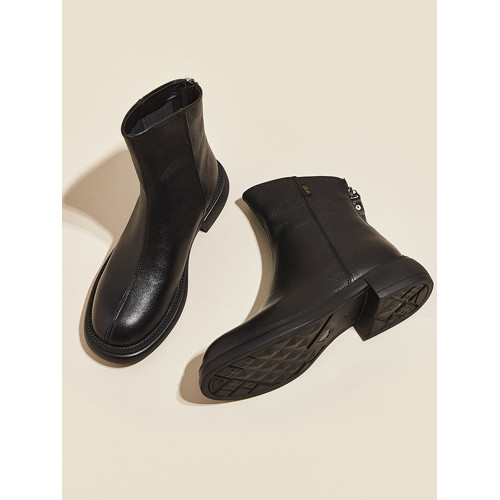 馬丁靴女真皮2025年秋冬新款英倫風平底復古軟皮後拉鍊切爾西短靴 馬丁靴女真皮2025年秋冬新款英倫風平底復古軟皮後拉鍊切爾西短靴