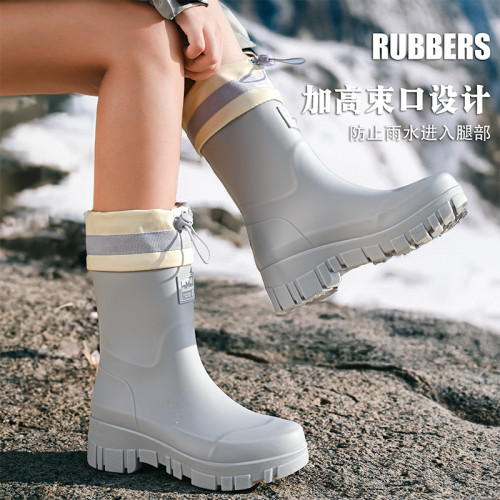 時尚雨鞋女款2025新款中筒雨靴戶外防滑登山徒步厚底膠鞋成人水鞋