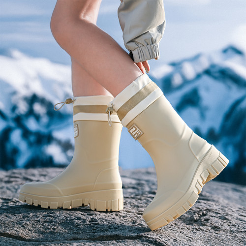 時尚雨鞋女款2025新款中筒雨靴戶外防滑登山徒步厚底膠鞋成人水鞋