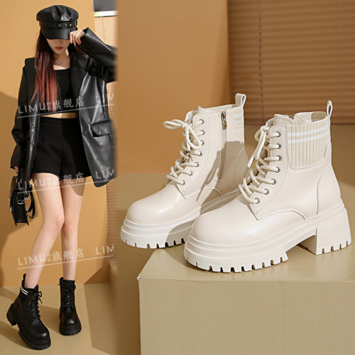 馬丁靴女2026新款秋冬季加絨保暖棉鞋小個子厚底白色短筒靴大碼42 馬丁靴女2026新款秋冬季加絨保暖棉鞋小個子厚底白色短筒靴大碼42