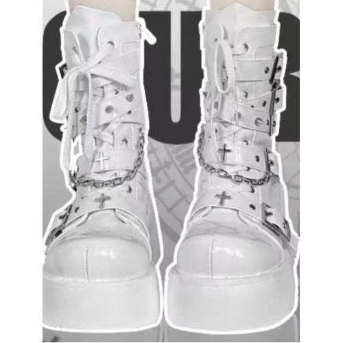 厚底靴亞文化十字架甜酷Y2K辣妹龐克搖滾風圓頭百搭厚底靴